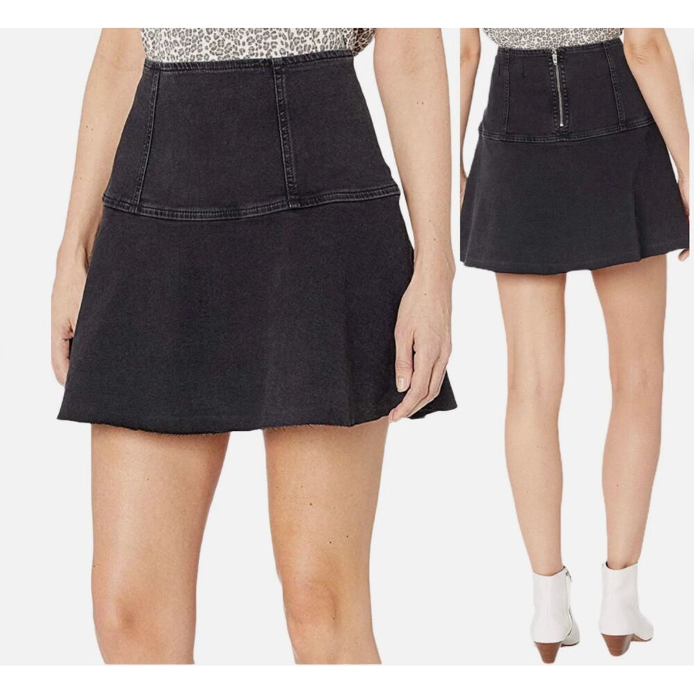FREE PEOPLE We The Free Highlands Forest Black Denim Mini Skirt Womens 4